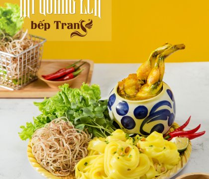 Mì Quảng ếch đặc biệt nấu kèm với nước sốt và 8 gia vị đặc biệt
